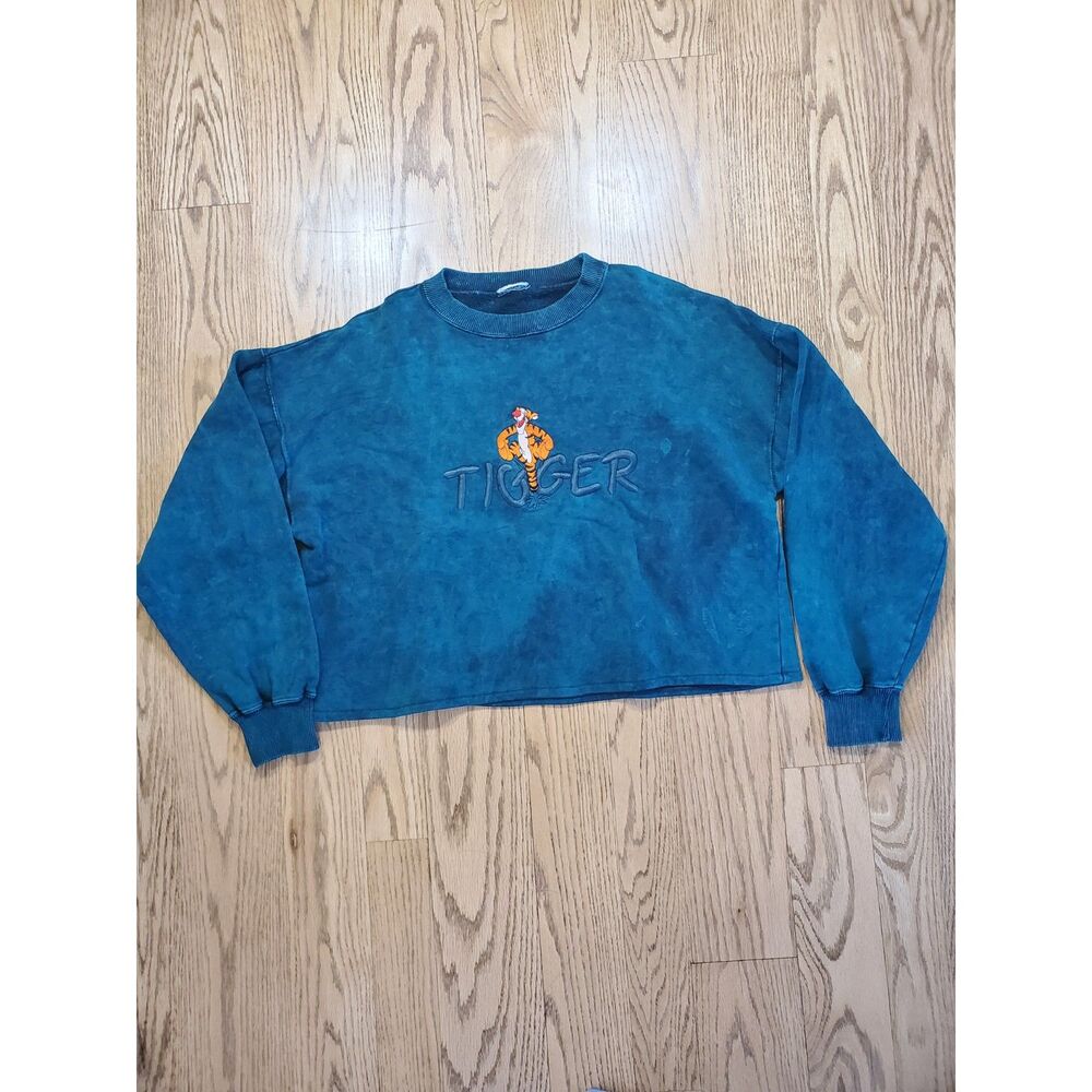 Tiggar Womens 2XL Mens XL Cropped Sweatshirt Acid washed Vintage 90s Disney VGUC
